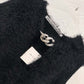 Blackpink Lisa Inspired Wool V-Neck Metal Chain Short Sleeve
