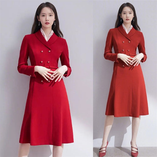SNSD Yoona Inspired Red Dress With Collar
