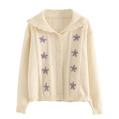 Blackpink Jisoo Inspired Flower Embroidered Knitted Cardigan