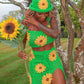 Blackpink Rose Inspired Green Crochet Sunflower Design Set