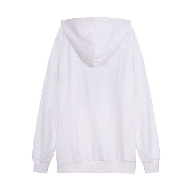 Blackpink Lisa Inspired White Loose Casual Cartoon Printed Hooded Sweater