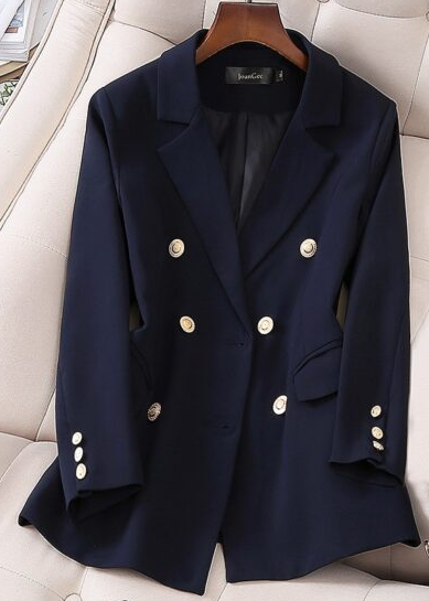 Blackpink Lisa-Inspired Navy Blue 6 Button Jacket