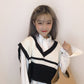BTS RM Inspired Black And White Sleeveless Knitted Vest