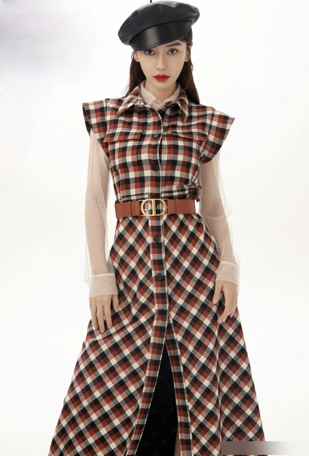 Blackpink Jisoo Inspired Plaid Dress With Collar