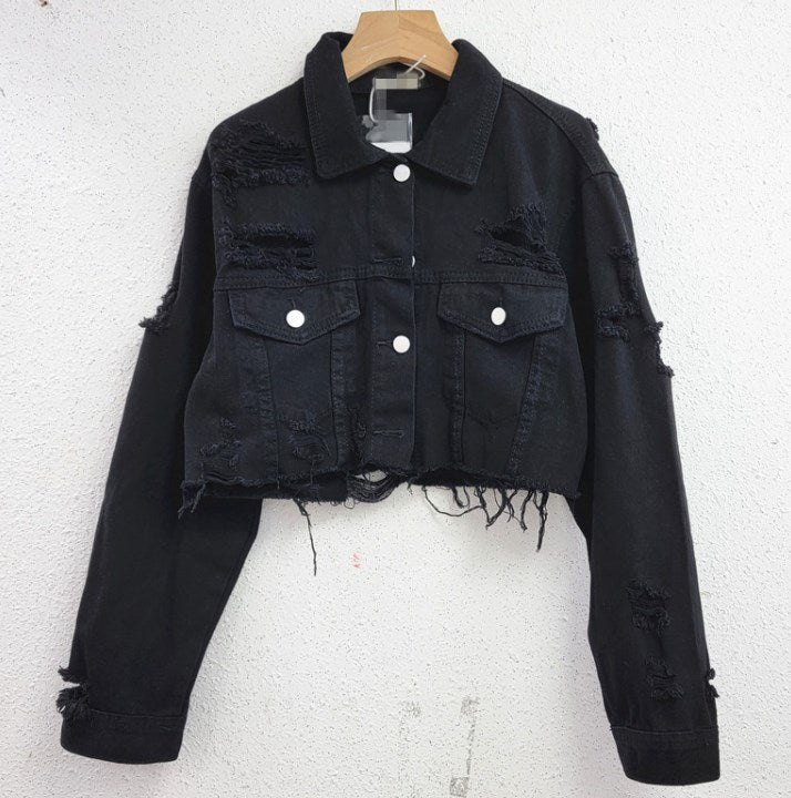 Blackpink Jennie Inspired Black Cropped Denim Jacket