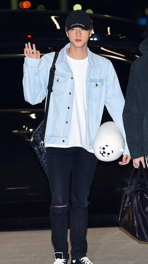 BTS Jin Inspired Light Blue Denim Jacket – unnielooks