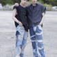TXT Yeonjun Inspired Blue Patch Tattered Jeans