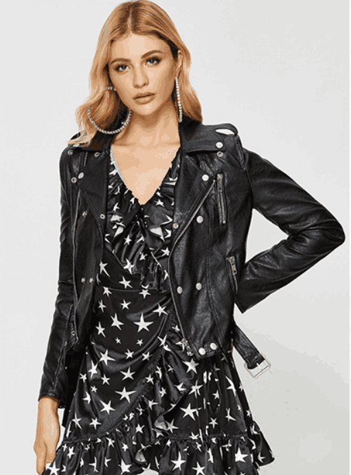 Blackpink Lisa Inspired Black Silk Long-Sleeved Star Design Dress