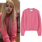 Blackpink Rose Inspired Pink Knitted Two-Wear Cardigan