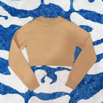 Jeon Somi Inspired Plaid Short V-Neck Long Sleeved Sweater