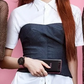 Blackpink Jisoo Inspired  White Collar Short Sleeve With Black Top