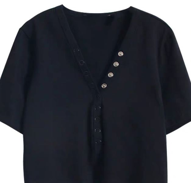 Blackpink Lisa-inspired Vintage V Neck Short Sleeve Top