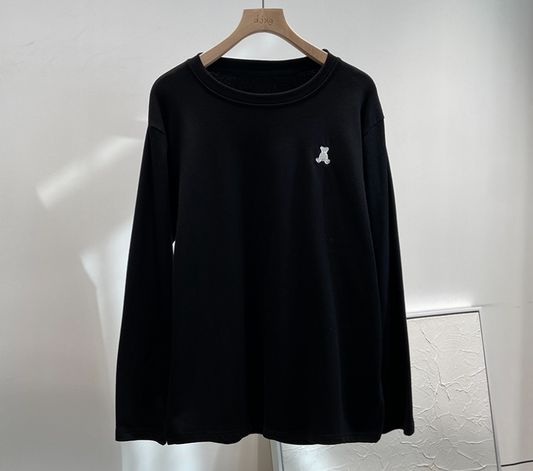 Enhyphen Sunoo Inspired Black Embroidered Bear Pullover