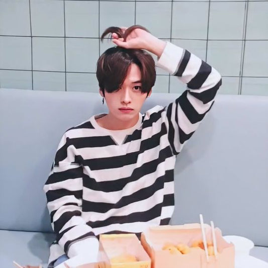 Stray Kids LeeKnow Inspired Black And White Striped Pullover Sweater