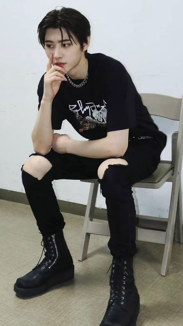 Enhyphen Sunghoon Inspired Black Ripped Jeans