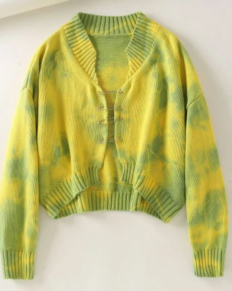 Blackpink Jisoo-inspired Yellow and Green Cardigan Sweater
