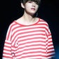 BTS Taehyung Inspired Women's Red Loose Stripe T-Shirt