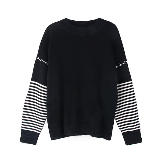 TXT Beomgyu Inspired Black Stripes Stitched Pullover