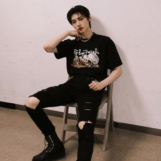Enhyphen Sunghoon Inspired Black Ripped Jeans