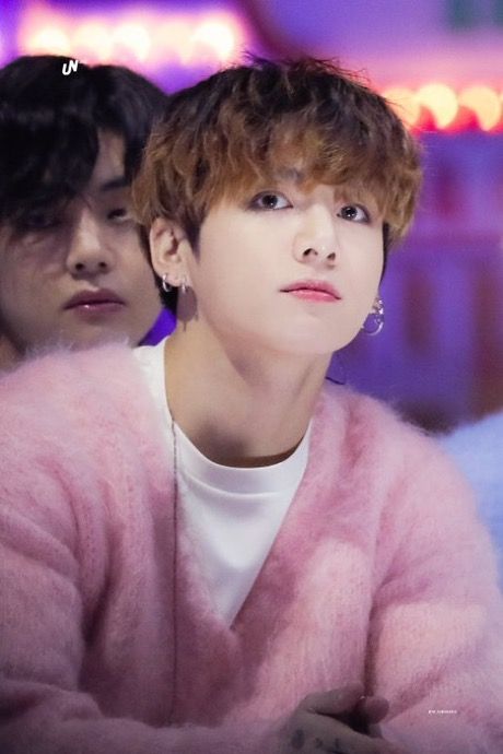 BTS Jungkook Inspired Pink Wool V-Neck Sweater Top