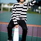 Stray Kids Jisung Inspired Black Stripe Round Neck Long-Sleeved