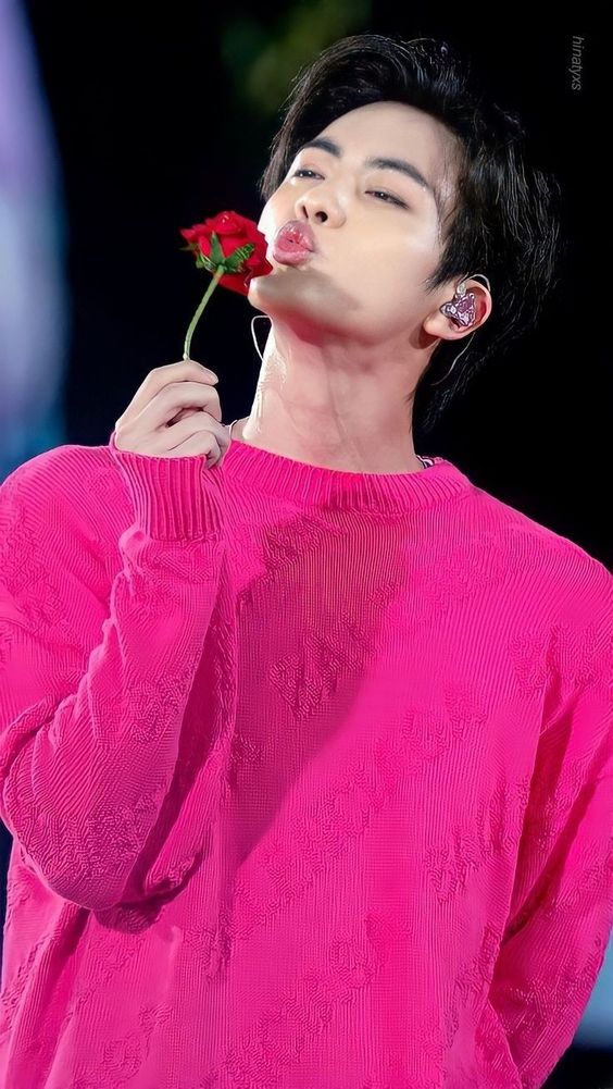 BTS Jin Inspired Rose Red Knitted Sweater