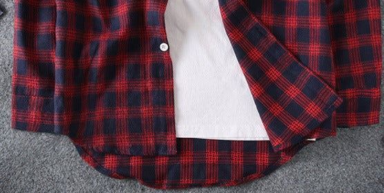 Stray Kids Changbin Inspired Red Plaid Long-Sleeved