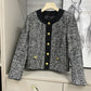 Blackpink Lisa-inspired Grey Short Tweed Goat Wool Jacket