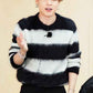 BTS Jimin-Inspired Black and White Stripe Wool Jacket