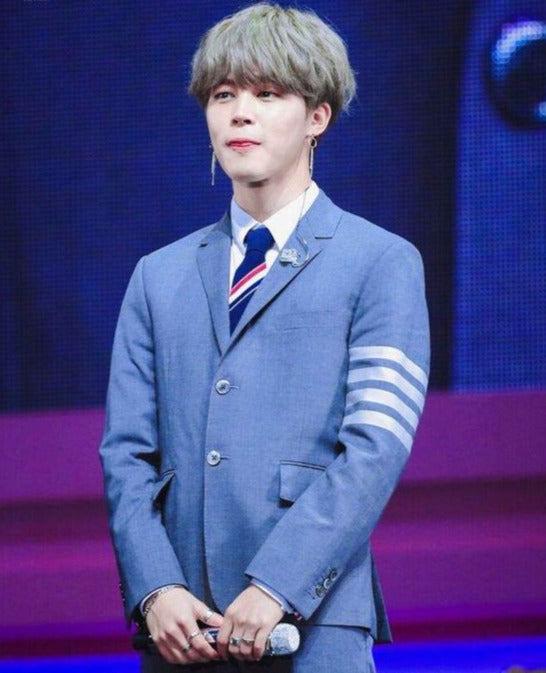 BTS Jimin Inspired Grey Casual Suit With Print