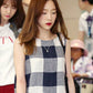 SNSD Taeyeon Inspired Black And White Plaid Sleeveless Dress