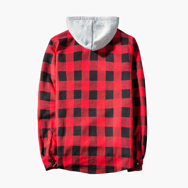 Stray Kids Felix Inspired Hooded Plaid Color Matching Long-Sleeved Shirt