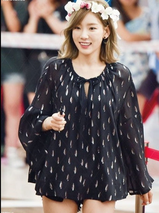 SNSD Taeyeon Inspired Black Loose Shirt For Women