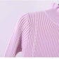 ChungHa Inspired Purple Ruffled Neck Knitted Sweater