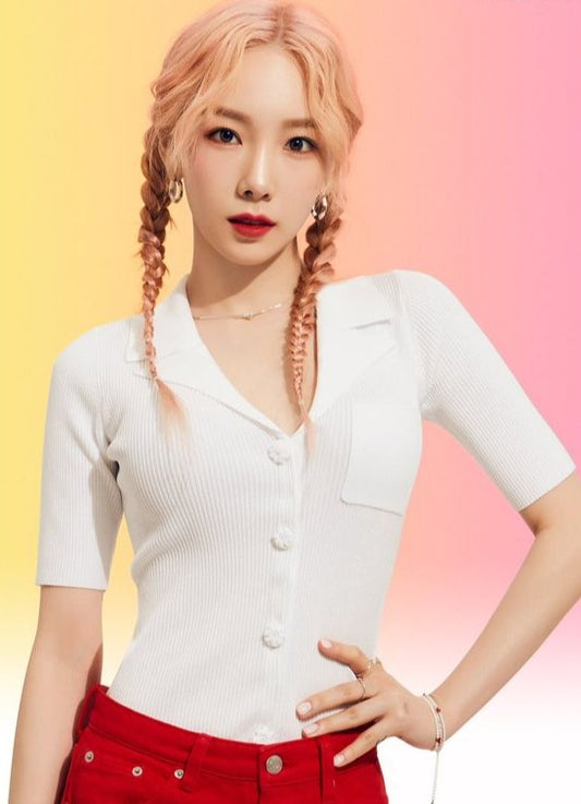 SNSD Taeyeon Inspired Slim Knitted Notched Collar Top