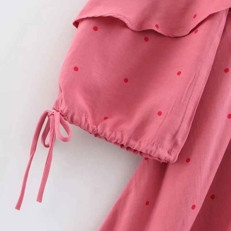 Blackpink Rose Inspired Pink Ruffled Polka Dot Dress