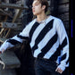 Stray Kids Bang Chan Inspired Black And White Striped Hedging Sweater