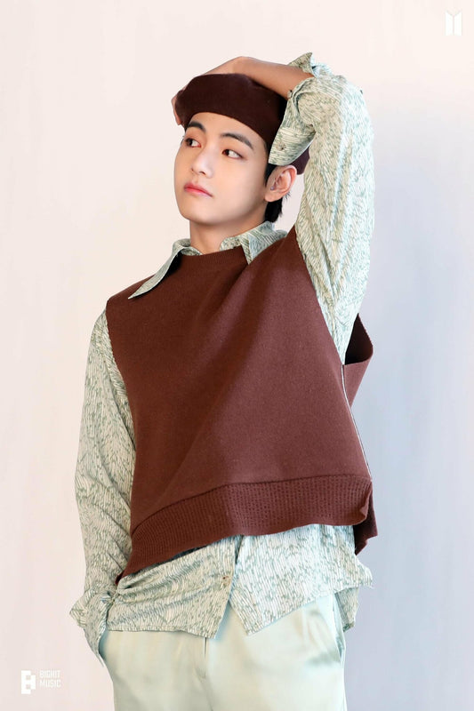 BTS Taehyung Inspired Basic Brown Crew Neck Vest
