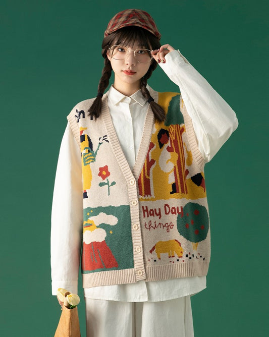 TXT Taehyun Inspired Beige V-Neck Retro Style Vest
