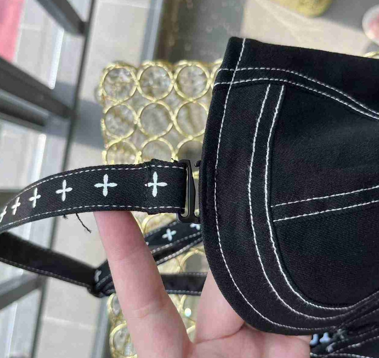 G-IDLE Yuqi Inspired Black Denim Bustier Belted Crop Top