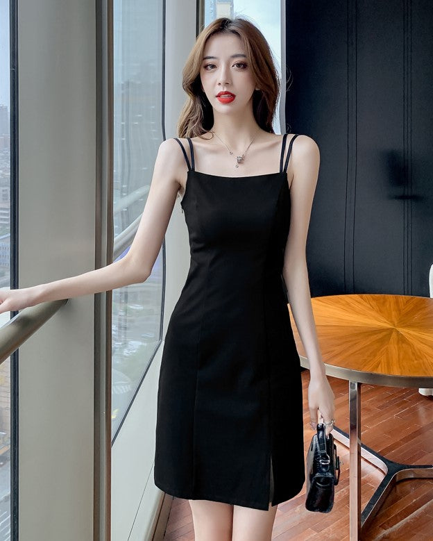 Mamamoo Solar Inspired Black Double Sling Dress