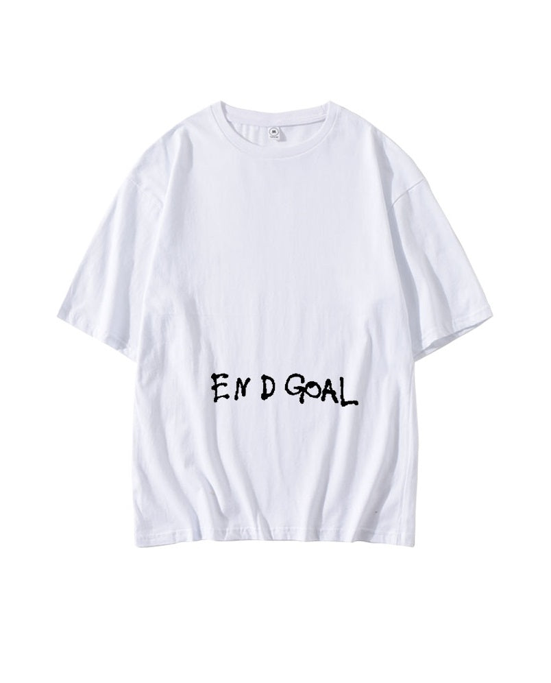 BTS Jin Inspired White End Goal T Shirt unnielooks