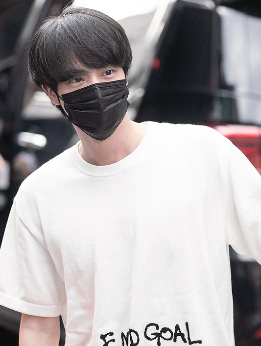 BTS Jin outfit from May 11, 2022 : Louis Vuitton t-shirt and more - THEKRAD