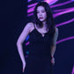 Red Velvet Joy Inspired Black Front-Slit Sling Dress