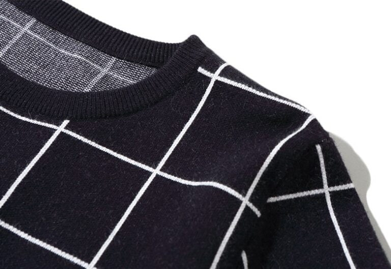 GOT7 Jinyoung Inspired Black Grid Lines Sweater