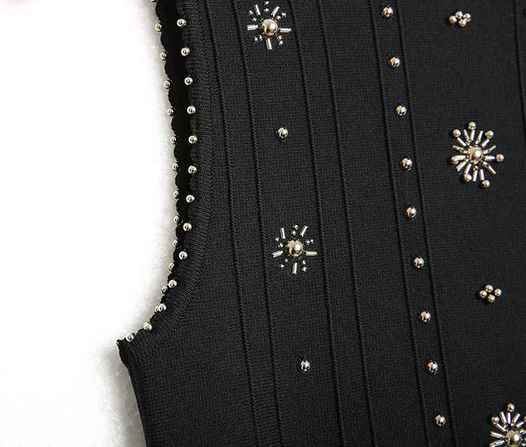 NCT127 Yuta Inspired Black Jeweled Knit Dress