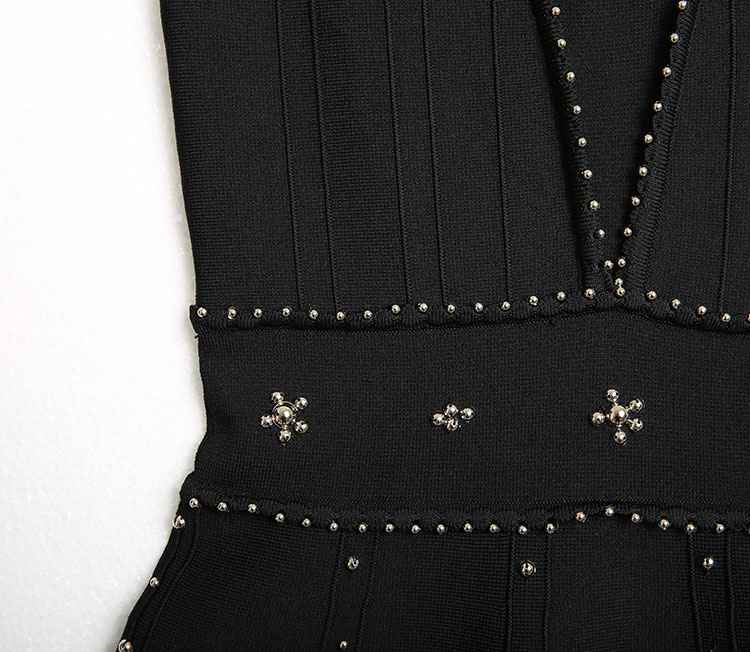 NCT127 Yuta Inspired Black Jeweled Knit Dress