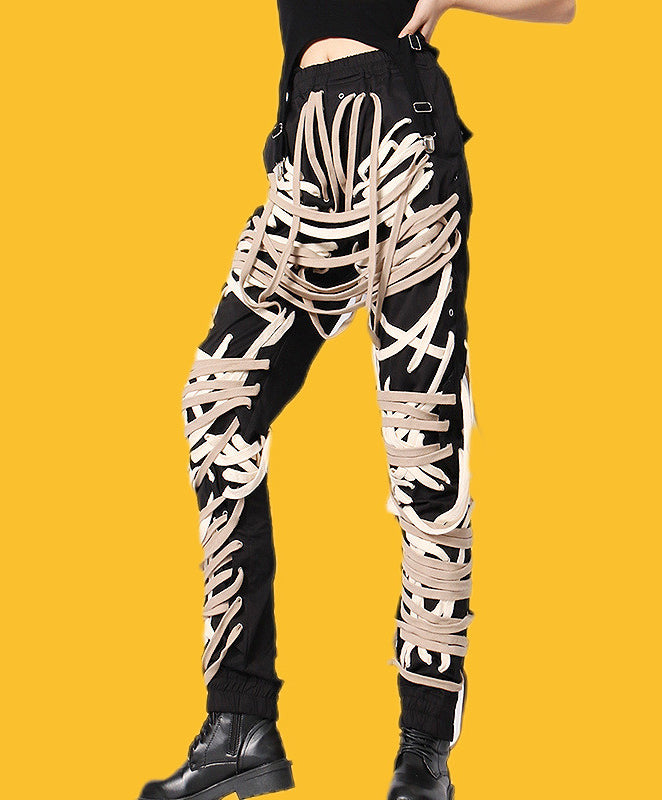 NCT Lucas Inspired Black Lace Up Cargo Pants