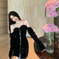 Blackpink Jisoo Inspired Black Sweetheart Velvet Sling Dress