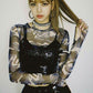 Blackpink Lisa Inspired Blue Camouflage Mesh Cropped Top